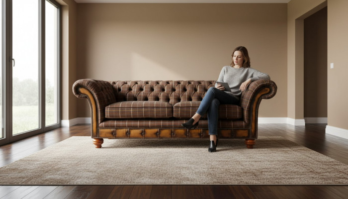 Chesterfield 3-zits BANK BEKLEDINGSSTOF BANKSTELLEN WOONKAMER SOFA NIEUW