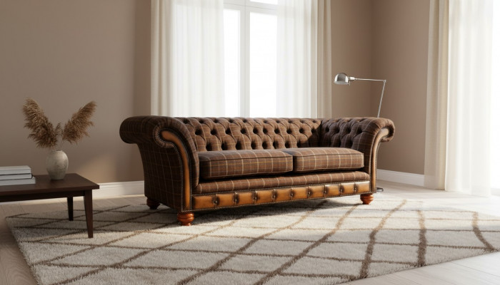 Chesterfield 3-zits BANK BEKLEDINGSSTOF BANKSTELLEN WOONKAMER SOFA NIEUW