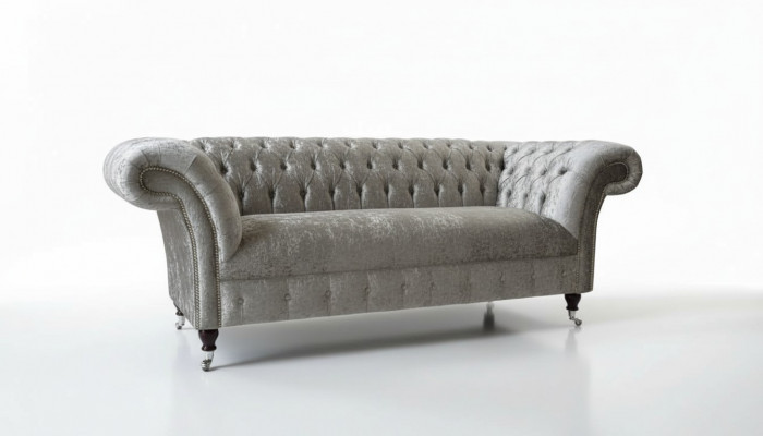 Chesterfield Design Bank Bankstel 2-zits Bekleding Grijs Bankstellen Banken Nieuw