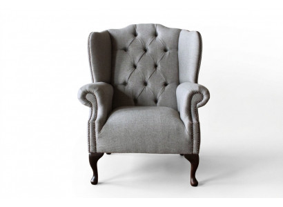 Luxe gestoffeerde klassieke Chesterfield-fauteuil met hoge rugleuning, eenzitter, nieuw.