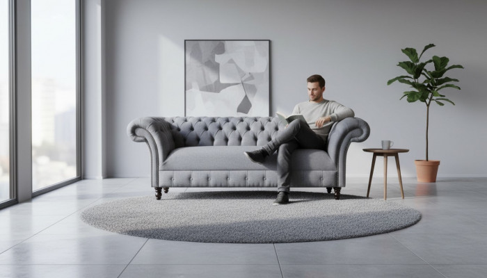 Chesterfield bank 3-zits bank bekleding luxe textiel banken sofa's