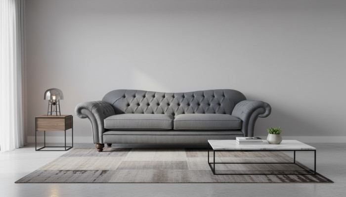 Moderne bank 3-zits luxe textiel bank grijs banken stof bekleding nieuw