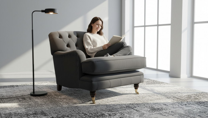Chesterfield fauteuil bank gestoffeerde 1-zitter design banken textiel nieuw