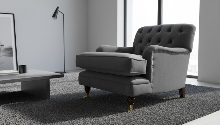 Chesterfield fauteuil bank gestoffeerde 1-zitter design banken textiel nieuw