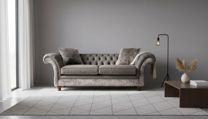 Chesterfield bank 3-zits gestoffeerde bank Klassieke stoffen bank Textiel