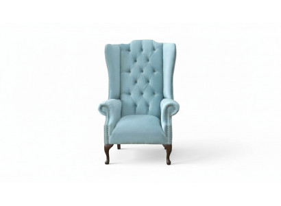 Babyblauwe oorfauteuil Fauteuil Ontwerp Bekleding Bank Bank Chesterfield Stof Nieuw