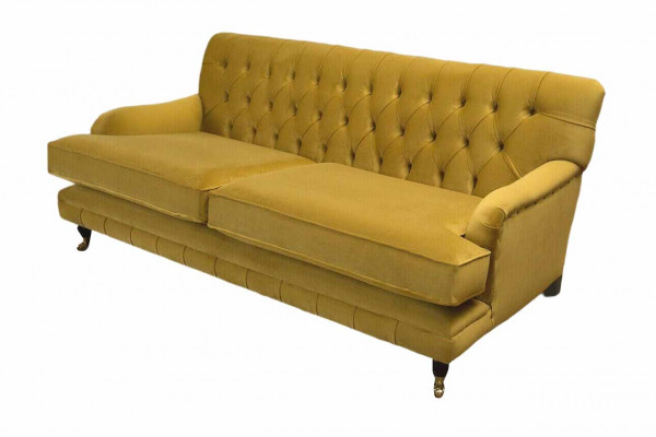 Bankstel 3-zits Geel Gestoffeerde bank Woonkamer Elegante Design Klassiek