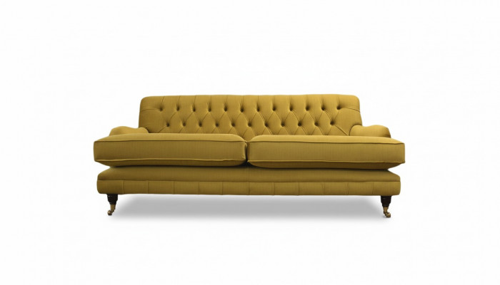 Bankstel 3-zits Geel Gestoffeerde bank Woonkamer Elegante Design Klassiek