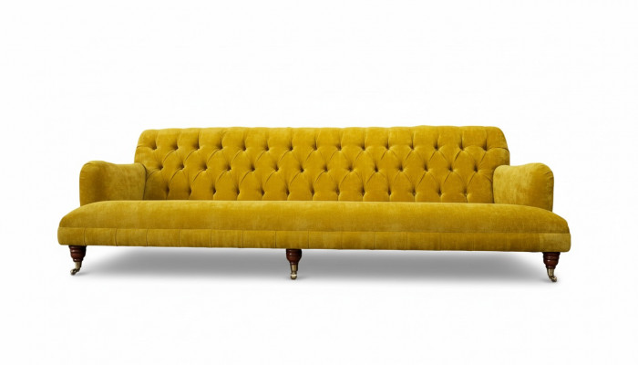 Ontwerp Chesterfield Chesterfield Stof Geel 5-zits Bankbekleding Nieuw