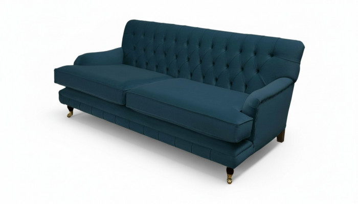 Chesterfield Design Luxe Gestoffeerde Bank 3-Zits Blauw Bankstel Textiel Nieuw