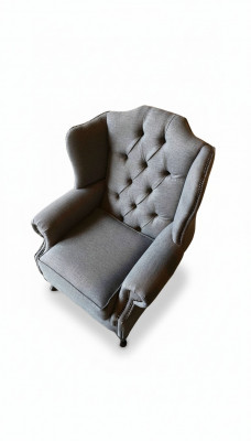 Fauteuil Oorfauteuil Stof Grijs Woonkamer Polyester 1-zits Modern Nieuw