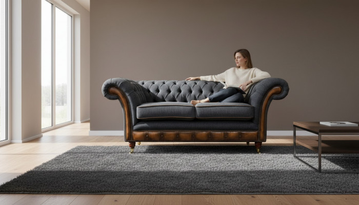 Bankstel 2-zits designbanken gestoffeerde banken textiel chesterfield tweezitter
