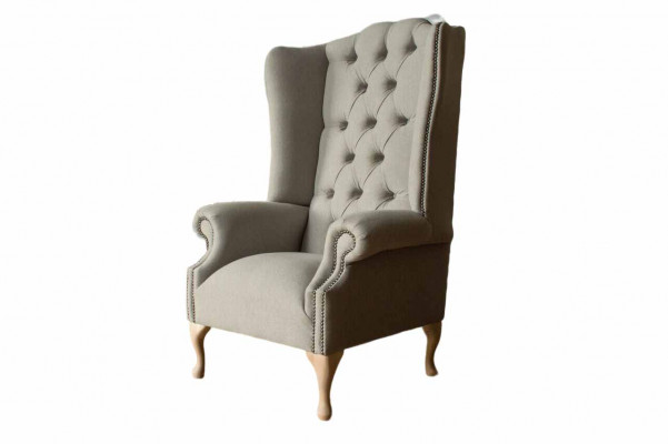 Grijze oorfauteuil Fauteuil Design Bekleding Chesterfield Textiel Woonkamer