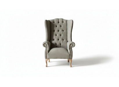 Grijze oorfauteuil Fauteuil Design Bekleding Chesterfield Textiel Woonkamer