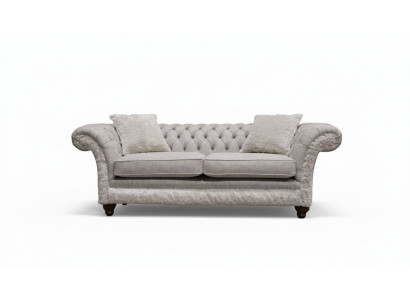 Modern driepersoons design gestoffeerde textiele bank 3-zitter woonkamerbank Chesterfield Beige