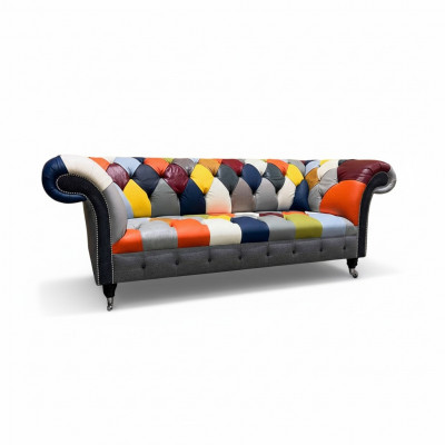 Chesterfield 3-zits stoffen designbank gestoffeerd textiel Moderne bank Nieuw
