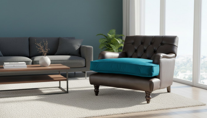 Chesterfield fauteuil bank 1-zits bank gestoffeerde bank leer grijs