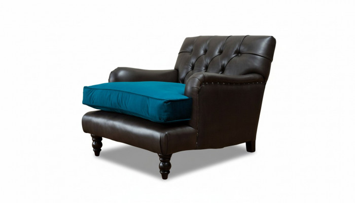 Chesterfield fauteuil bank 1-zits bank gestoffeerde bank leer grijs