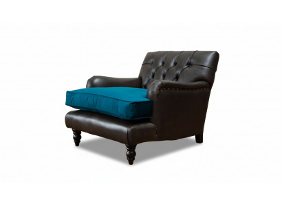 Chesterfield fauteuil bank 1-zits bank gestoffeerde bank leer grijs