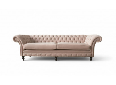 Moderne Chesterfield 4-zits design bank roze gestoffeerde banken stof textiel