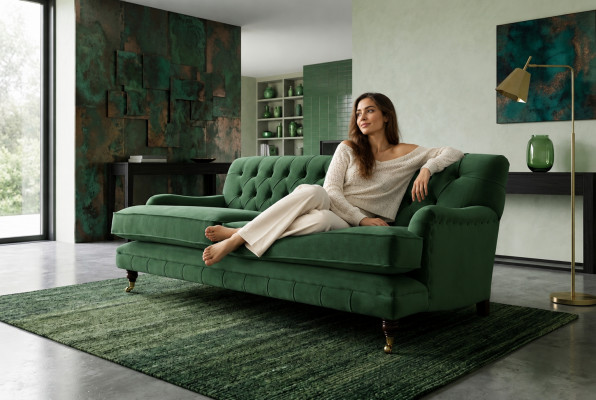 Chesterfield Bank 3-zits Stoffen Bank Beklede Banken Textiel Driezitter