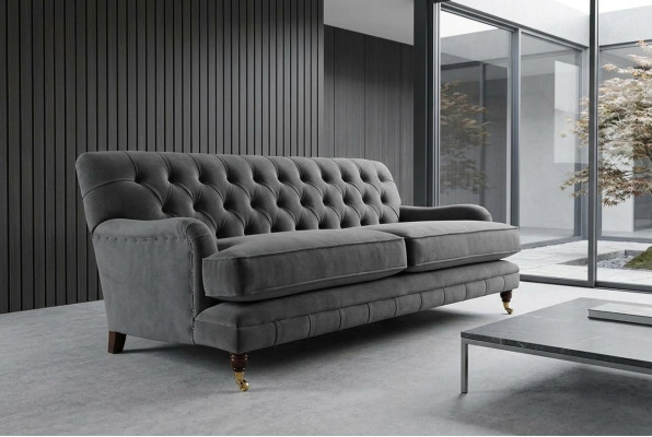 Designer Bankstel 3-Zits Moderne Bank Bekleding Grijs Sofas Design Bankstel