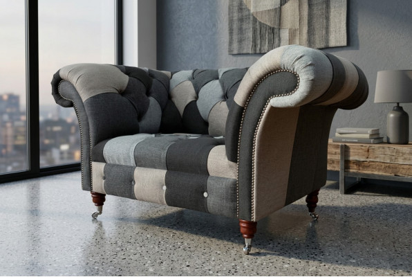 Sofa 1-zits textiel loungeluxus bekleding zetel nieuw fauteuil design bank