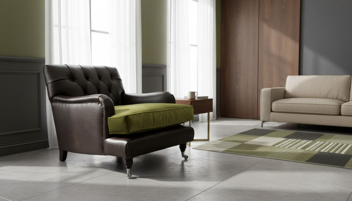 Chesterfield fauteuil ontwerp gestoffeerde bank bank Chesterfield leer