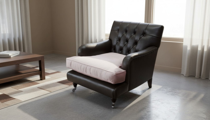 Fauteuil Ontwerp Bank Ontspannen Lounge Bruin Bekleding Luxe Chesterfield Nieuw