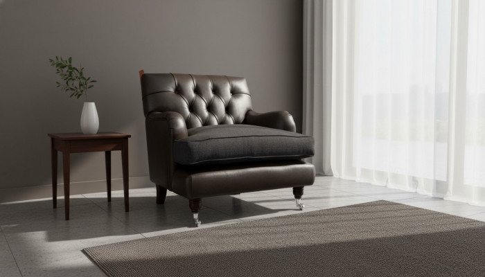 Chesterfield design fauteuil bank gestoffeerde luxe banken 1 zit leer