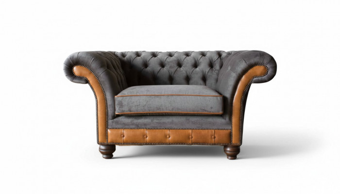 Chesterfield Design Fauteuil Bank Bekleding Stof Banken Oorfauteuil