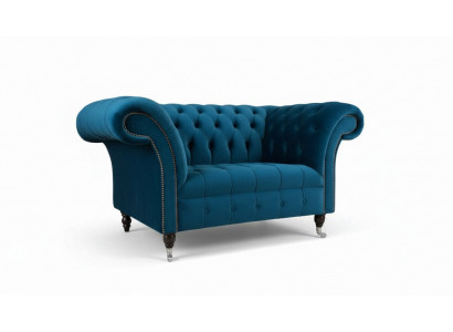 Chesterfield fauteuil ontwerp gestoffeerde bank blauw textiel meubels
