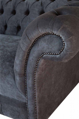 Chesterfield bank bankstel 2-zits stoffering stof design luxe banken textiel.