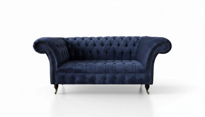 Chesterfield Design Bank Bank 2 Zits Bekleding Blauw Banken Banken Nieuw