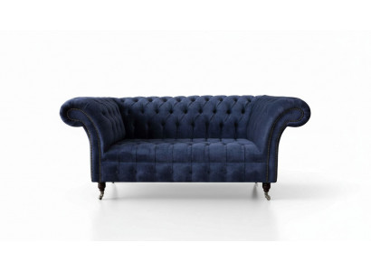 Chesterfield Design Bank Bank 2 Zits Bekleding Blauw Banken Banken Nieuw