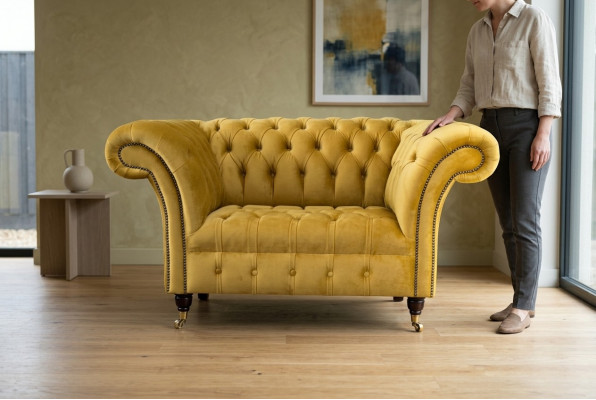 Chesterfield Gele Fauteuil Bank Bekleding Luxe Textiel Ontwerp Banken Nieuw