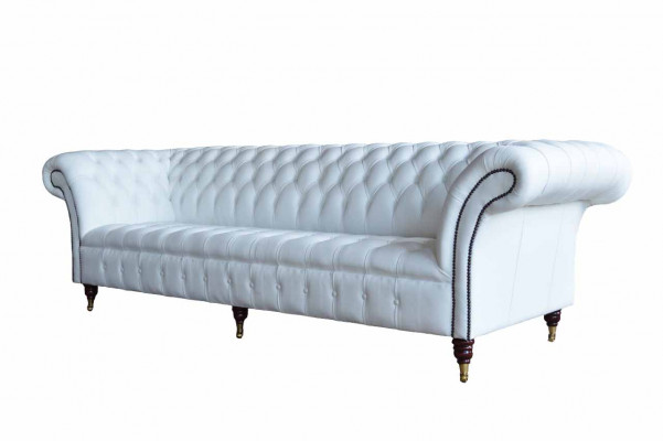 Chesterfield bankstellen ontwerp luxe wit textiel bankstel 4-zits stof vierzitter.