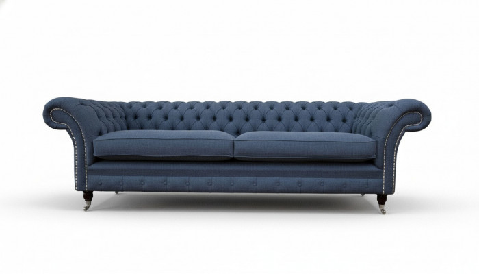 Ontwerpbank 4-zits bank Textiel Bekleding Blauw Sofas Chesterfield Nieuw