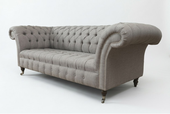 Chesterfield 3-zits gestoffeerde bank bank banken textiel moderne stijl grijs