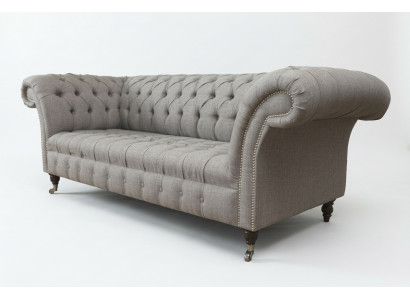 Chesterfield 3-zits gestoffeerde bank bank banken textiel moderne stijl grijs