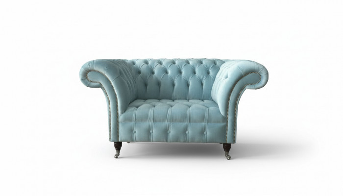 Chesterfield Fauteuil Turkoois Bekleding Bank 1-Zits Design Bekleding Nieuw