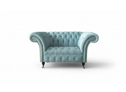 Chesterfield Fauteuil Turkoois Bekleding Bank 1-Zits Design Bekleding Nieuw