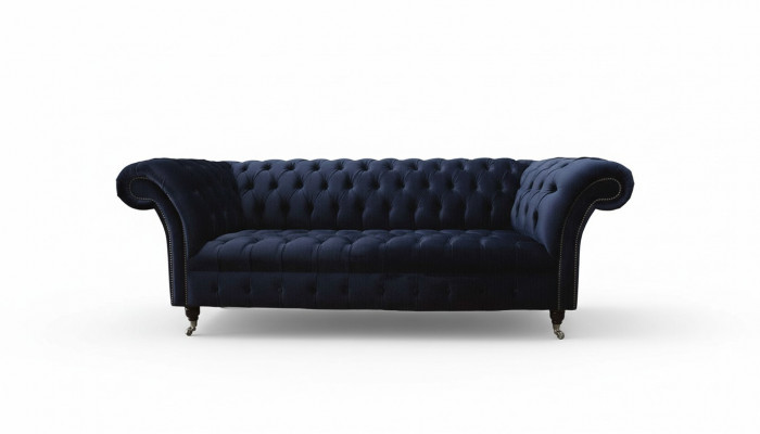 Luxe bankstel Driepersoons Blauw Stof Textiel Stijl Bank Banken Meubels