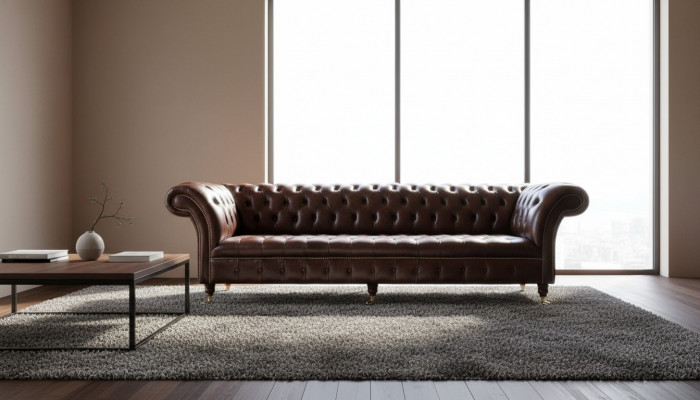 Bank Chesterfield Bank Bekleding Zitje Lederen Bank Bruin Designer