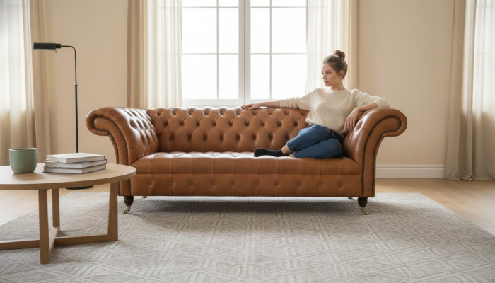 Bankstel 3 zits moderne Chesterfield banken banken gestoffeerd bruin nieuw