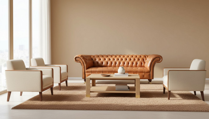 Bankstel 3 zits moderne Chesterfield banken banken gestoffeerd bruin nieuw