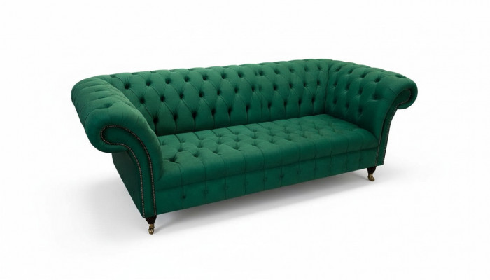 Driedelig bankstel 3-zits luxe zitplaats moderne bankstellen groen stof Chesterfield