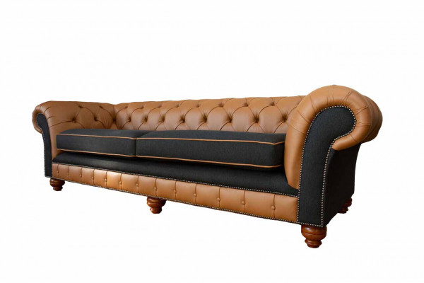 Stijlvolle 4-zits woonkamer bank gestoffeerde bank big sofa Chesterfield leer textiel nieuw