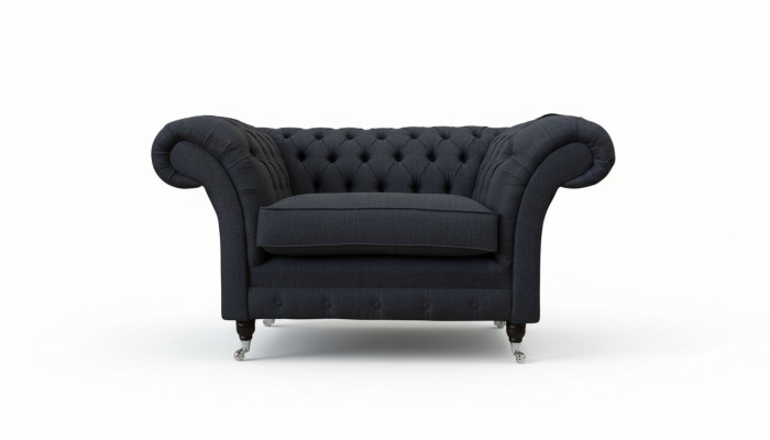 Grijze Chesterfield fauteuil 1,5-zits bank Bank Bekleding Textiel Grijs Fauteuil