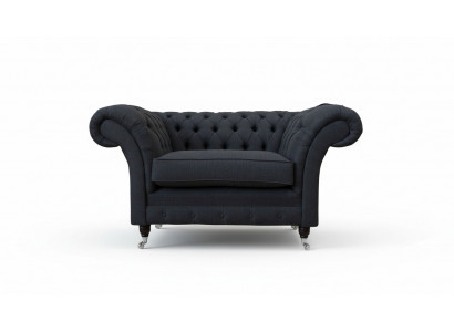 Grijze Chesterfield fauteuil 1,5-zits bank Bank Bekleding Textiel Grijs Fauteuil